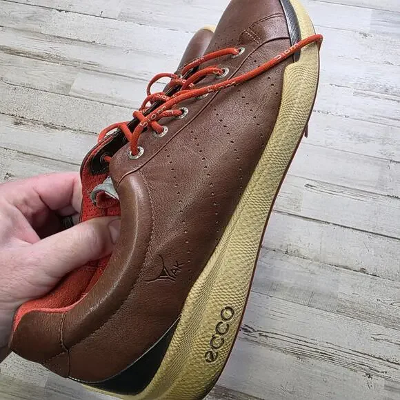 ECCO Mens 9.5 43 Yak Leather Comfort Sneaker Golf Shoes Softspikes - Picture 6 of 7